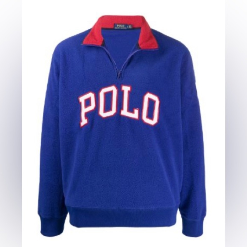 Polo Ralph Lauren Royal Blue 2020 Spellout Fleece 1/4 Zip Sweatshirt